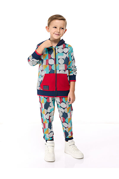 Victor and Jane By Styli Boys Multi All Over Print Hoodie and Joggers Set