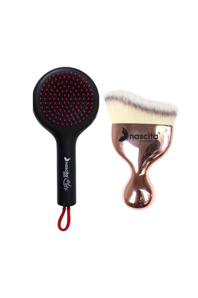 nascita فرشاة شعر قابلة للطي باللون الأسود - 50 / فرشاة تحديد الوجه المائلة ذ...