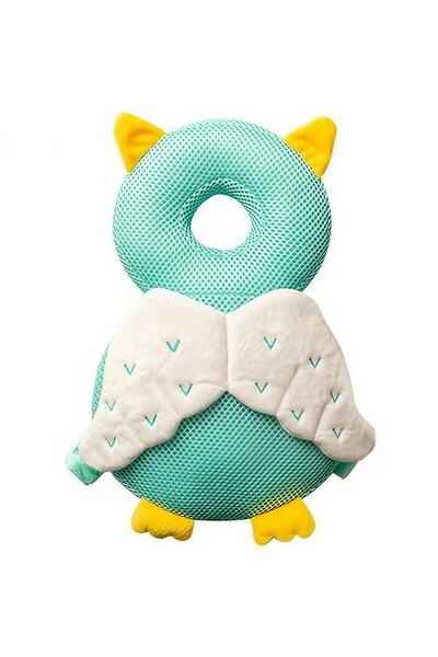 Flippy Pernă de protecție pentru cap cu design tip bufniță, pentru bebeluși, 33x6x19 cm, albastră