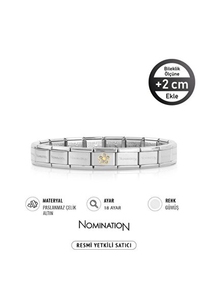 NOMİNATİON Italy Composable 18 Ayar Altın Glitterlı Çiçek Ve Çelik Bileklik S...