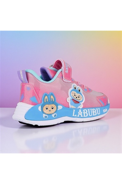 JOJO KIDS Girl's leather sports shoes, velcro sneakers, thick sole.