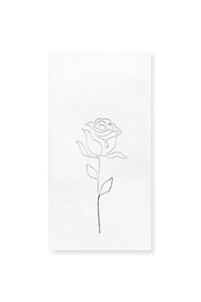 Story 40X40 cm Silver Foil Rose Patterned White Paper Napkins Pack of 16