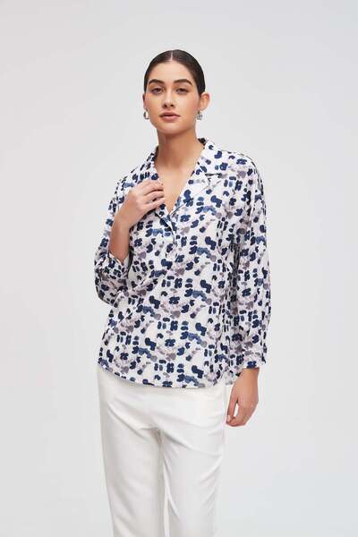 Livia Printed Long-Sleeve Top