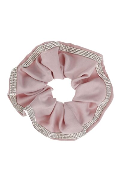 SHOPIENS Elastic de păr satinat pentru femei, roz pudră cu pietre