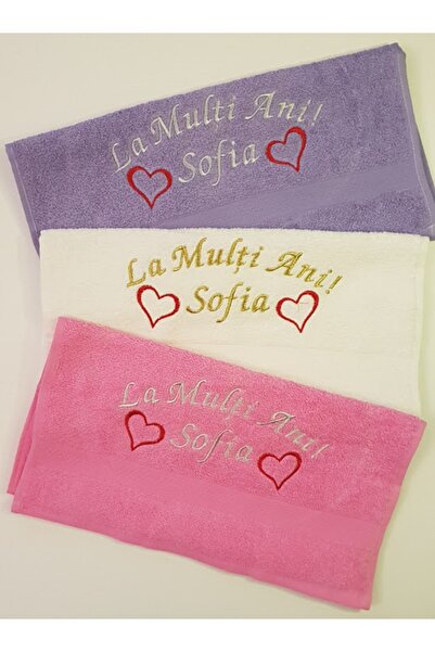 Casafun Prosop cadou cu broderie cu nume; "La Multi Ani Sofia", Bumbac, 44 x 84 cm