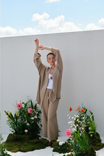 EBU Prive Women's Muslin Kimono Set Mink