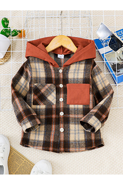 Take Two By Styli Boys Checked Hooded Shirt
