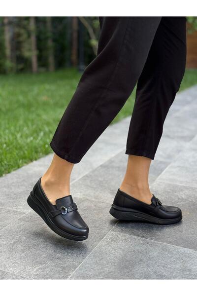 DİVA Μαύρα Δερμάτινο Με αγκράφα Γυναικεία Casual Παπούτσια