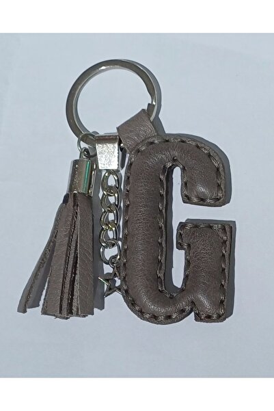 Durush Collection سلسلة مفاتيح من الجلد الطبيعي بلون الجمل على شكل حرف 'G'