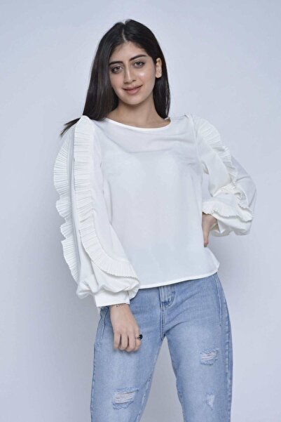 Nichii Solid Ruffle Long-Sleeve Top