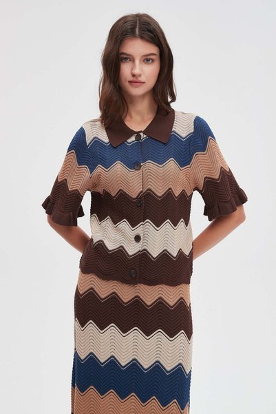 Livia Striped Half-Sleeve Top