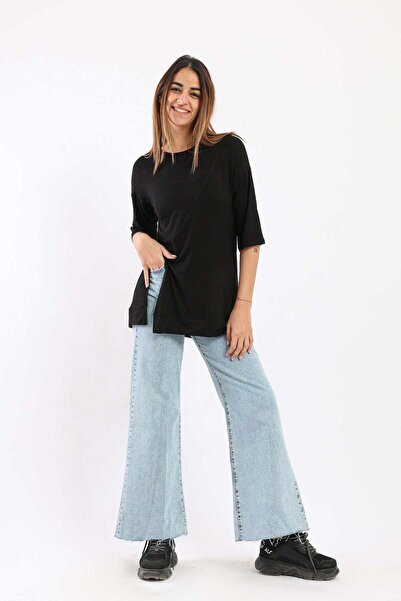 CARINA Oversized Side-Slit Long-Sleeve Top