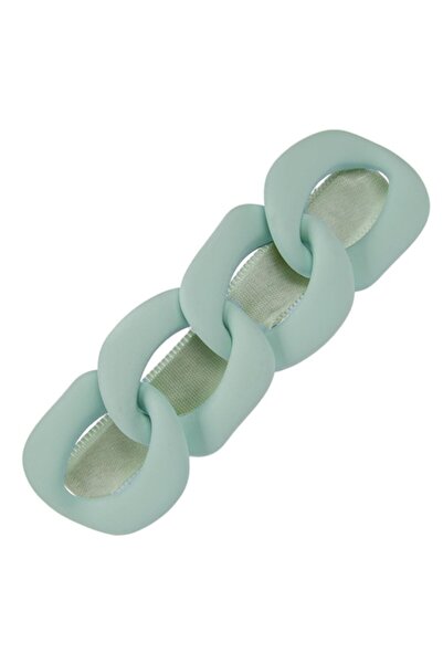 SHOPIENS Agrafă de păr pentru femei cu clemă argintie și model de lanț verde ...