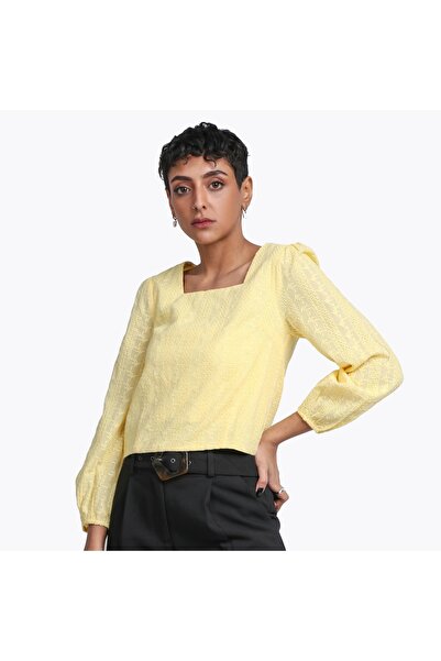 Nichii Square-Neck Long-Sleeve Top