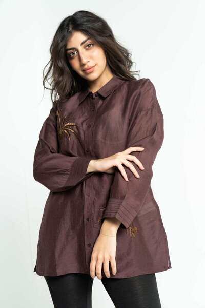 DALYDRESS Embroidered Button-Front Top