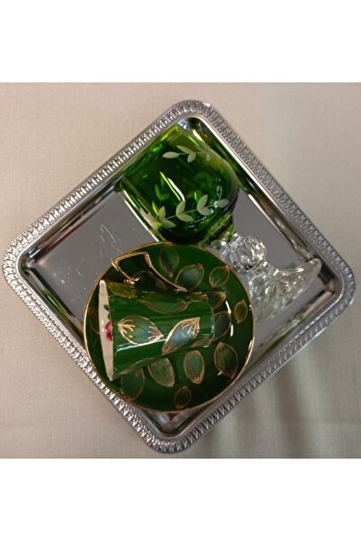 BY.RAYKA PORSELEN El Dekor Almond Porcelain El Boyama Single Person Coffee Cup and Glass Water Cup