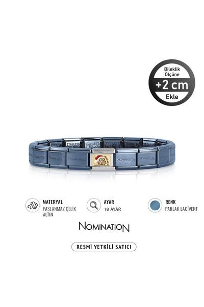 NOMİNATİON Italy Composable 18 Ayar Altın Noel Baba Ve Çelik Bileklik PARLAK LACİVERT
