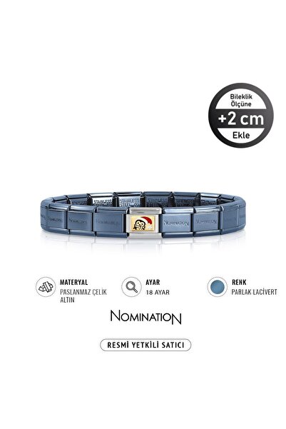 NOMİNATİON Italy Composable 18 Ayar Altın Penguen Ve Çelik Bileklik PARLAK LACİVERT