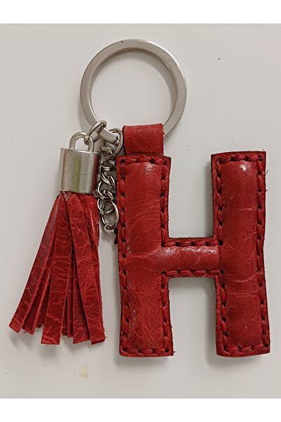 Durush Collection سلسلة مفاتيح من الجلد الطبيعي على شكل حرف 'H'