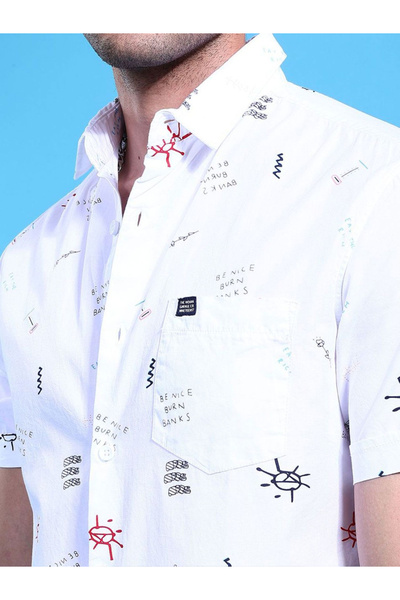 The Indian Garage Co By Styli Men White Slim Fit Casual Shirt