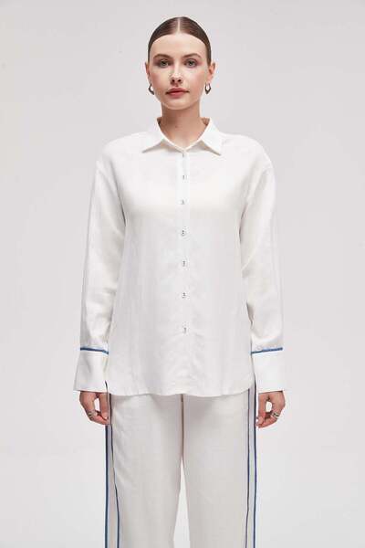 Livia Long-Sleeve Shirt Collar Top