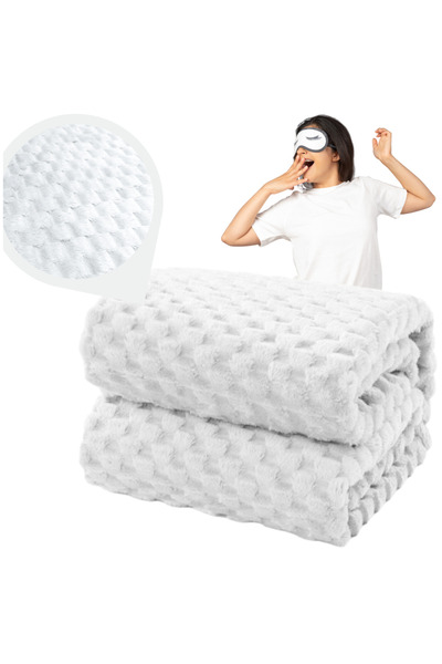 2H White bedspread, embossed square blanket, 200x220 cm, birthday