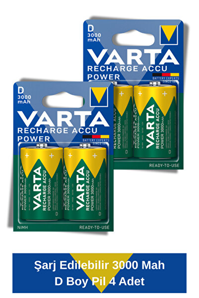 Varta Power Şarj Edilebilir 3000Mah D Boy Pil 4 Adet