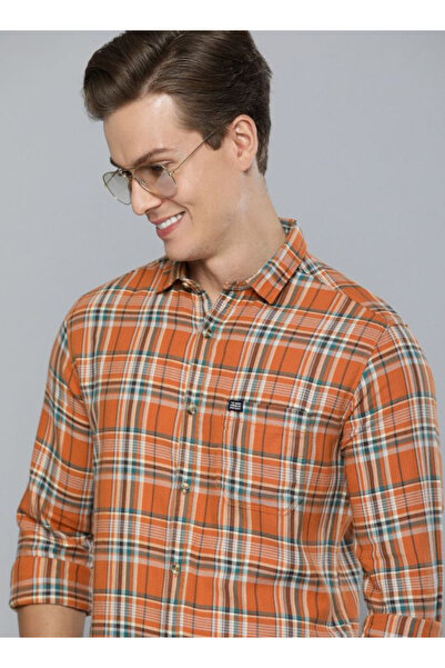 The Indian Garage Co By Styli Men Orange Checked Casual Shirt