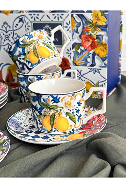 ROSSEV Çay Fincanı Italy Garden 6 Kişilik 12 Parça