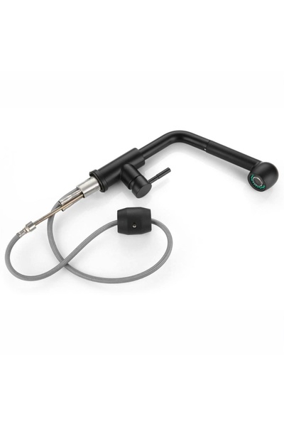 2H Kitchen Faucet with 360° Pull-Out Spout, Black, Freestanding, Sink Faucet