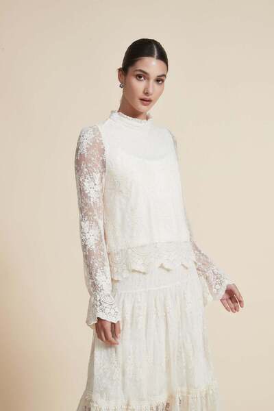 Yola Lace Detail Long-Sleeve Top
