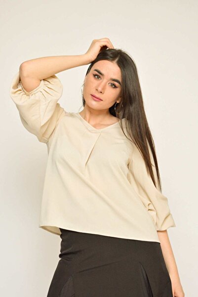 Nichii Solid Puff-Sleeve Top