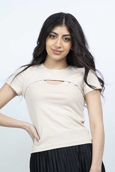 mica بلوزة مفتوحة من الأمام بأكمام قصيرة