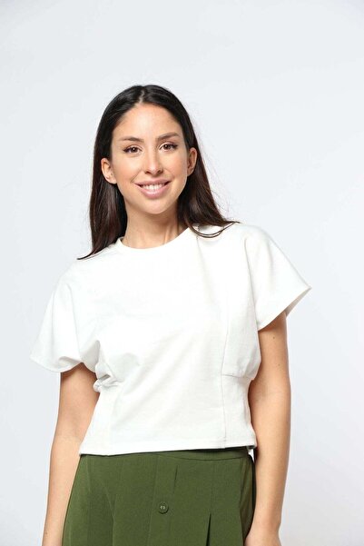 mica بلوزة قصيرة كبيرة الحجم بخصر مطاطي