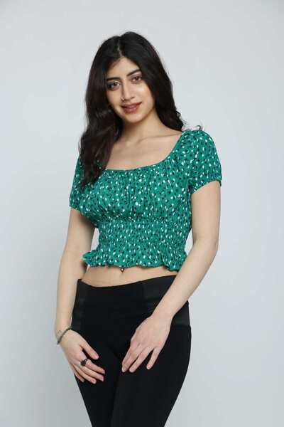 Kitschen Cropped Square-Neck Short Top