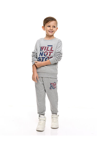 Victor and Jane By Styli Boys Grey Graphic Sweatshirt and Joggers Set