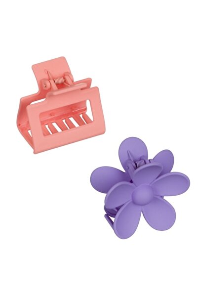 SHOPIENS Set 2 agrafe de păr pentru femei, formă pătrată coral și margaretă l...