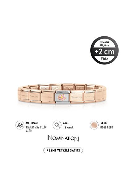 NOMİNATİON Italy Composable 18 Ayar Altın Hibiscus Çiçeği Ve Çelik Bileklik ROSE