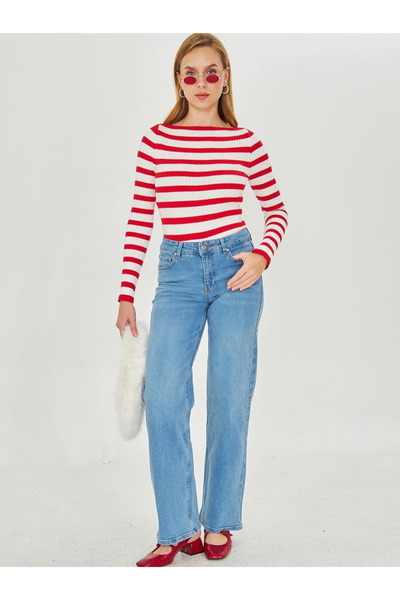 OKSHEN Women's Korspan Striped Knitwear Sweater