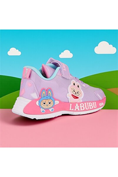 JOJO KIDS kız çocuk labubu deri spor ayakkabı , cırtlı sneaker , kalın taban