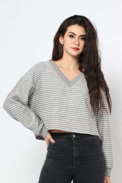 Kitschen بلوزة مخططة بأكمام طويلة