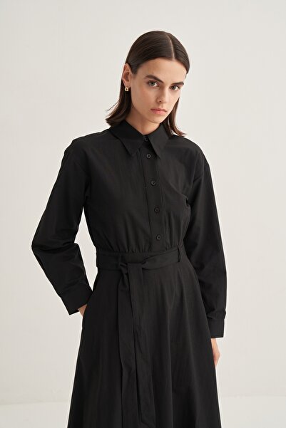 EBU Prive Γυναικείο φόρεμα ποπλίνας μαύρο