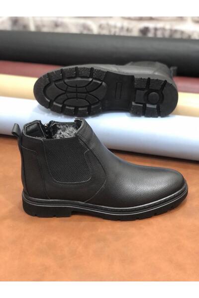 Deritarz Hakiki Deri Ortopedik Büyük Numara 45-46-47 Kürklü Kışlık Erkek Bot