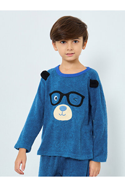 Styli Boys Bear Applique Fleece Top and Pyjama Set