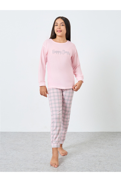 Styli Teen Pink Top and Checkered Pyjama Set