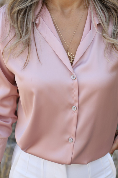 bytugcekaya Powder Long Sleeve Satin Shirt