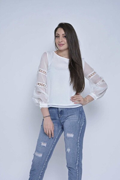 Nichii Classic Solid Top with Sheer Sleeves