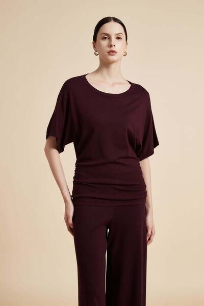 Yola Solid Crew-Neck Half-Sleeve Top