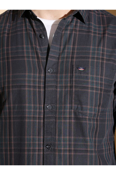 The Indian Garage Co By Styli Men Black Slim Fit Checked Casual Shirt