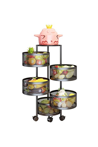 Modern shop 5-Tier Rotating Stainless Steel Storage Rack for Vegetables or Fruits